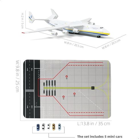1/400 AN-225 Airplane Model with Rubber Airport Mat and 5 Mini Car, Diecast Metal Antonov 225 Mriya Airplane Model Kits for Adult Decoration Military Aircraft or Gift (Mat: 25×35 cm) in Saudi Arabia