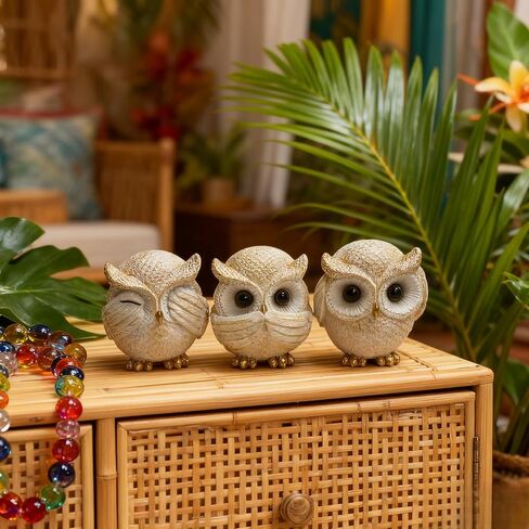 3 Pcs Blue Owl Decor for Home Decor Accents, Owl Statue for Cute Shelf Decor Accents Living Room Bookshelf Decorations Owl Sculpture for Owl Lover Gifts in Saudi Arabia