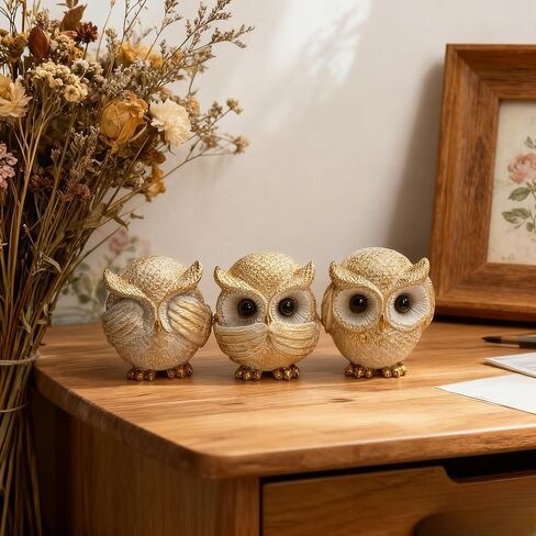 3 Pcs Blue Owl Decor for Home Decor Accents, Owl Statue for Cute Shelf Decor Accents Living Room Bookshelf Decorations Owl Sculpture for Owl Lover Gifts in Saudi Arabia