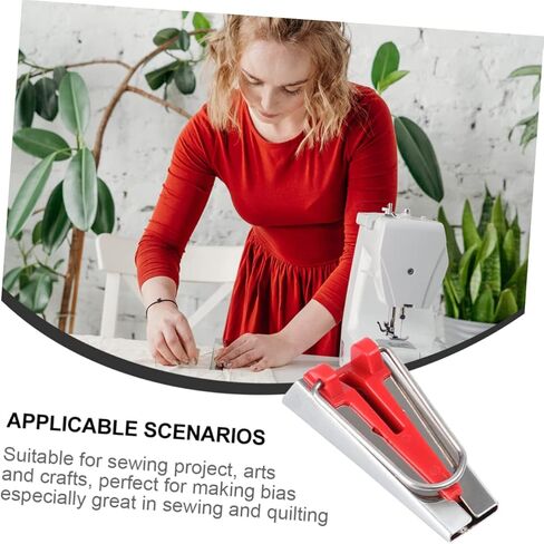 Homoyoyo 2pcs Bias Tape Maker Kit Red Fabric Sewing and Quilting Tool for Creating Bias Binding Easy to Use Saving for Projects and Crafts in Saudi Arabia