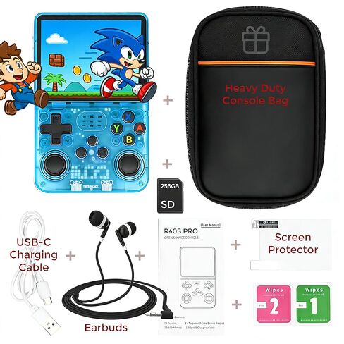 uMadeUs R36s Handheld Gaming Console – 20,000+ Classic Video Game Collection – New Retro Arcade System With 128gb Sd Card - 3.5" Screen - Mini Portable Player PSP, DS, GBA, PS1, MAME (Black R36s) in Saudi Arabia