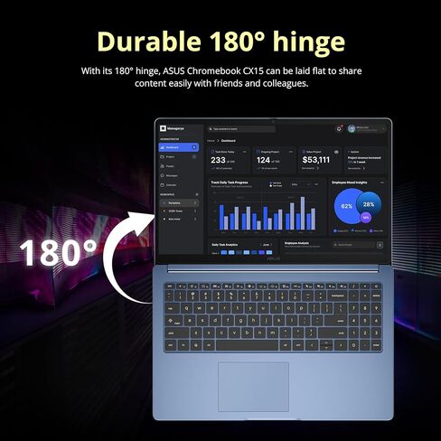 2019 Newest Asus Chromebook 15.6" Full HD Touchscreen 1080p, Intel N4200 Quad-Core Processor 2.5GHz, 4GB RAM, 64GB Storage, Brushed Aluminum Chassis in Saudi Arabia