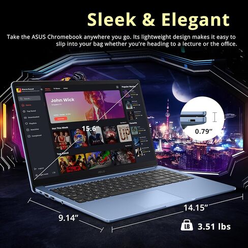 2019 Newest Asus Chromebook 15.6" Full HD Touchscreen 1080p, Intel N4200 Quad-Core Processor 2.5GHz, 4GB RAM, 64GB Storage, Brushed Aluminum Chassis in Saudi Arabia