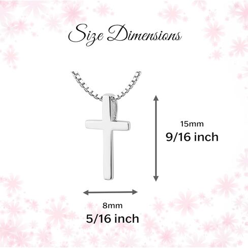 Girl's Sterling Silver Classic Cross Necklace for Kids, Teens or Women, Religious Gift for Baptism, First Communion and Confirmation in Saudi Arabia