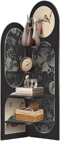 Bookshelf Corner Cabinets with Antique Style Living Room Floor Decorations and Wall Corner Shelves Book Shelf(Small) in Kuwait