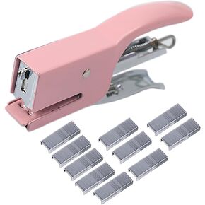 Handheld Desktop Staples, 4 Inch Labor Saving Gray Stapler for 10 Sheets Capacity with 1000 Pcs No.10 Staples (Pink) in Kuwait