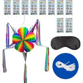 Large 32'' Cinco de Mayo Star Pinata – Foldable Mexican Piñata Kit with Blindfold, Candy Bags & Hanging Rope – 5 de Mayo Decorations – Birthday Party Pinata XL – Handmade in Mexico (Arcoiris) in Kuwait