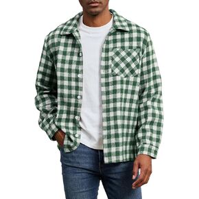 ZAFUL Men's Casual Plaid Fleece Jacket Unisex Men Drawstring Hooded Coat Fuzzy Hoodie in Kuwait