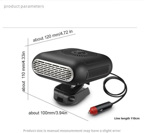 Car Heater Fan 12V 120W / 24V 200W Auto Windshield Anti-Fog Electric Heating Dryer Defogging Demister Defroster Car Supplies(12V 120W) in Saudi Arabia