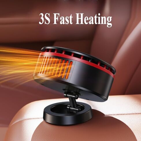 12V Car Heater Fast Heating Heater for Car Windshield Defrosting Defogging 360° Rotatable Warmer Interior Accessories(Red) in Saudi Arabia