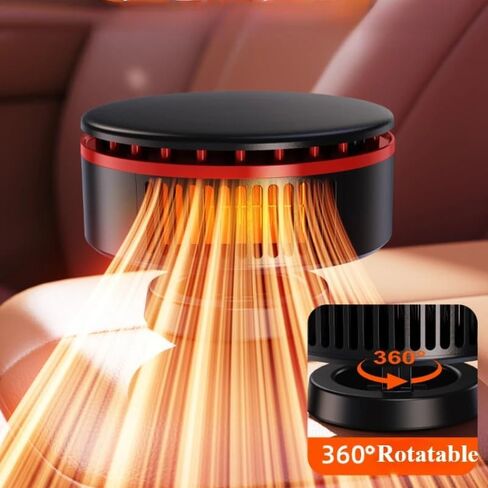 12V Car Heater Fast Heating Heater for Car Windshield Defrosting Defogging 360° Rotatable Warmer Interior Accessories(Red) in Saudi Arabia