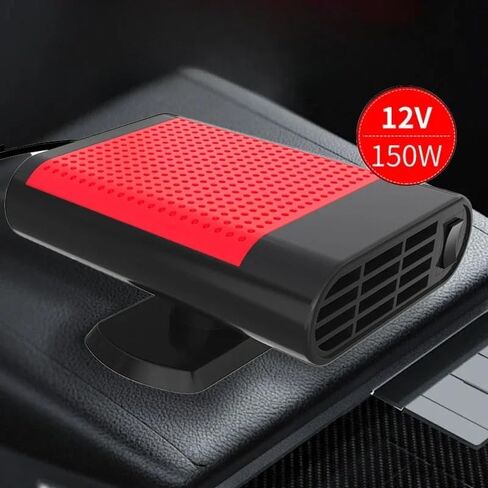 24V/12V 150W Car Heater Fan Windshield Defogging Demister Defroster Heating & Cooling 360°Rotation Interior Accessories(12V Black Red) in Saudi Arabia