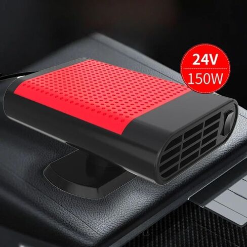 24V/12V 150W Car Heater Fan Windshield Defogging Demister Defroster Heating & Cooling 360°Rotation Interior Accessories(12V Black Red) in Saudi Arabia