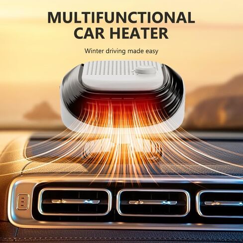 Winter Electric Heater for Car 12V/120W Quick Heating Fan 2-Level Car Interior Warmer Windshield Defroster Demister(White 12V) in Saudi Arabia