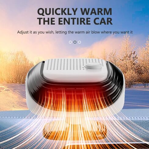 Winter Electric Heater for Car 12V/120W Quick Heating Fan 2-Level Car Interior Warmer Windshield Defroster Demister(White 12V) in Saudi Arabia