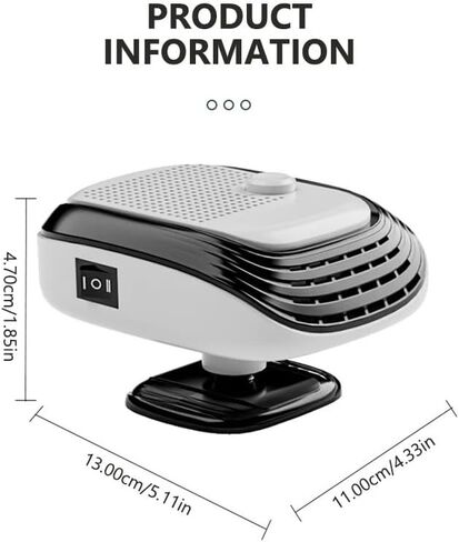 Winter Electric Heater for Car 12V/120W Quick Heating Fan 2-Level Car Interior Warmer Windshield Defroster Demister(White 12V) in Saudi Arabia