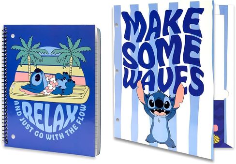 مجموعة اللوازم المدرسية Lilo & Stitch - حزمة مع مجلد Disney Stitch Classroom ودفتر ملاحظات وأقلام رصاص ووشم والمزيد | غرزة العودة إلى اللوازم المدرسية in Saudi Arabia