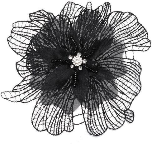 Flower Lace Patches Cloth Fabric Multilayer Floral Patches Appliques Handmade Flower Patches for Clothing(Black) in Saudi Arabia