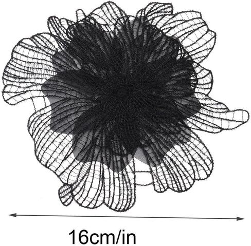 Flower Lace Patches Cloth Fabric Multilayer Floral Patches Appliques Handmade Flower Patches for Clothing(Black) in Saudi Arabia
