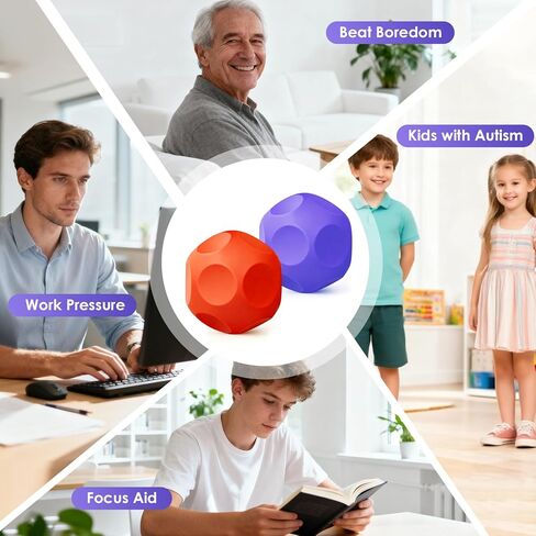 كرات الضغط الحسية للبالغين - كرة ضغط متعددة السطوح من السيليكون مع خرز لتخفيف القلق والتوحد وتخفيف اضطراب فرط الحركة ونقص الانتباه، كرة تمرين اليد، لعبة تململ مكتبية لتخزين الهدايا في المكتب والفصول الدراسية in Kuwait