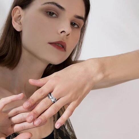 Skull Ring Sterling Silver Anxiety Fidget Ring Gothic Punk Skull Bat Rings Red CZ Adjustable Bat Skull Ring Anxiety Skull Jewelry Gifts for Women Men in Kuwait