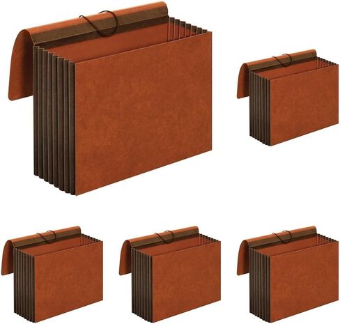 Pendaflex Globe-Weis/Pendaflex Heavy Duty File Wallets, Extra Wide, 7-Inch Expansion, Elastic Cord Closure, Letter Size, Brown, 5-Count (CL1084GLHD) in Saudi Arabia