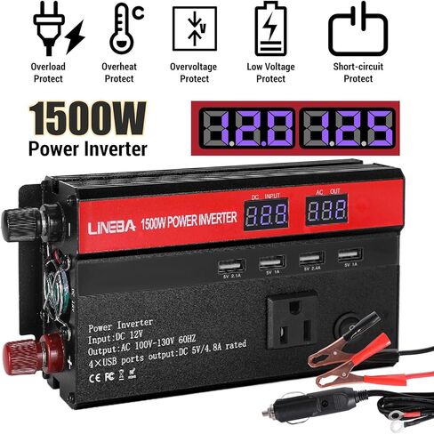 5000W Inverter Car Power Inverter, DC 12V to AC 110V Portable ​Charger Converter for Vehicles with LED Display, AC Outlets, 4 USB Ports for Camping Outdoor Car Yacht RV in Saudi Arabia