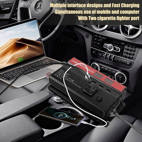 5000W Inverter Car Power Inverter, DC 12V to AC 110V Portable ​Charger Converter for Vehicles with LED Display, AC Outlets, 4 USB Ports for Camping Outdoor Car Yacht RV in Saudi Arabia