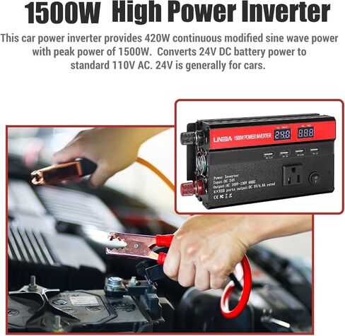 5000W Inverter Car Power Inverter, DC 12V to AC 110V Portable ​Charger Converter for Vehicles with LED Display, AC Outlets, 4 USB Ports for Camping Outdoor Car Yacht RV in Saudi Arabia