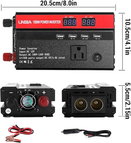 5000W Inverter Car Power Inverter, DC 12V to AC 110V Portable ​Charger Converter for Vehicles with LED Display, AC Outlets, 4 USB Ports for Camping Outdoor Car Yacht RV in Saudi Arabia