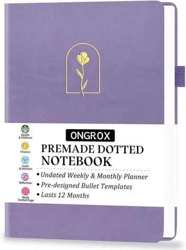 Premade Bullet Style Notebook with Undated Weekly & Monthly Planner, Dotted Journal with Pre-made Bullet Planner Stencils, Dot Grid Journaling with Habits & Mood Tracker, 12 Month Organization, A5 in Saudi Arabia