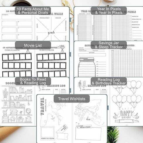 Premade Bullet Style Notebook with Undated Weekly & Monthly Planner, Dotted Journal with Pre-made Bullet Planner Stencils, Dot Grid Journaling with Habits & Mood Tracker, 12 Month Organization, A5 in Saudi Arabia