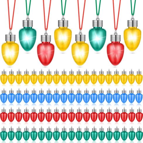 Jenaai 100 قطعة تضيء قلادة لمبة عيد الميلاد، مصابيح LED وامضة تتوهج في القلائد المظلمة لحفلات عيد الميلاد وعطلات الإكسسوارات in Kuwait
