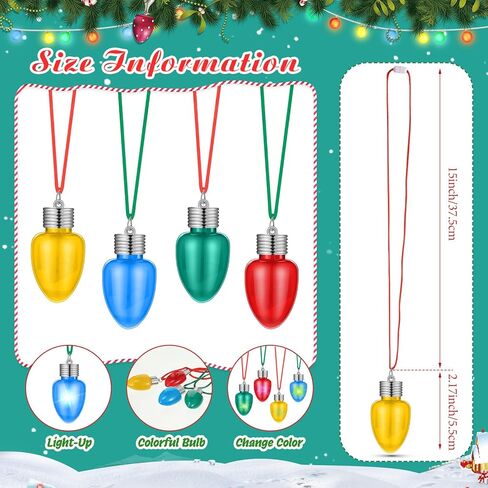 Jenaai 100 قطعة تضيء قلادة لمبة عيد الميلاد، مصابيح LED وامضة تتوهج في القلائد المظلمة لحفلات عيد الميلاد وعطلات الإكسسوارات in Kuwait
