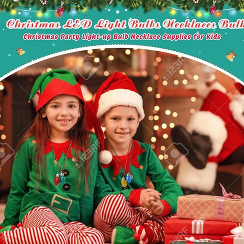 Jenaai 100 قطعة تضيء قلادة لمبة عيد الميلاد، مصابيح LED وامضة تتوهج في القلائد المظلمة لحفلات عيد الميلاد وعطلات الإكسسوارات in Kuwait