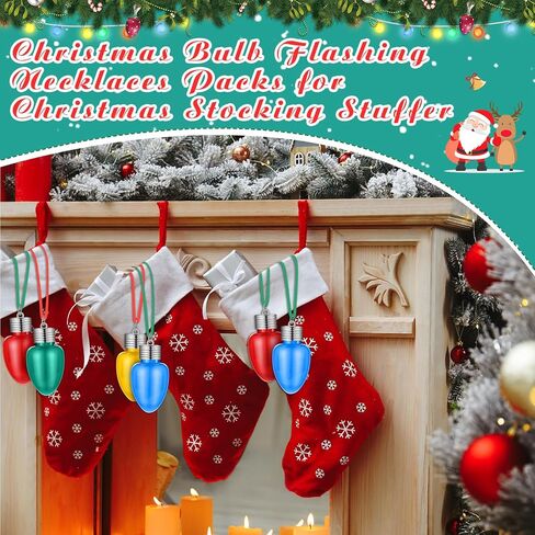 Jenaai 100 قطعة تضيء قلادة لمبة عيد الميلاد، مصابيح LED وامضة تتوهج في القلائد المظلمة لحفلات عيد الميلاد وعطلات الإكسسوارات in Kuwait