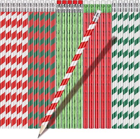 Marspark 50 Pieces Christmas Pencils Winter Pencils for Kids Operation Christmas Bulk Xmas Wood Pencils with Eraser Holiday Colored Pencils Assortment Supplies in Saudi Arabia
