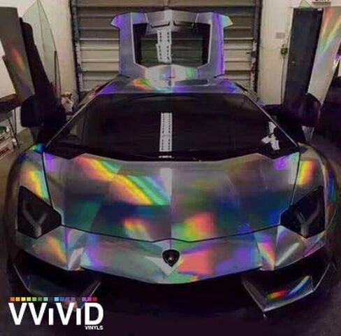 VViViD Silver Holographic Chrome Vinyl Wrap Rainbow Finish Roll DIY Air-Release Adhesive Film (1ft x 5ft) in Saudi Arabia