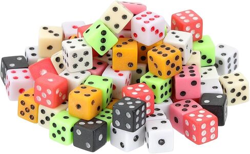 uxcell 90Pcs Mini Dice, 8mm/0.31" Acrylic Tiny Six Side Game Dot Square Dice Bulk for Table Board Game Party Activities, 9 Colors in Saudi Arabia