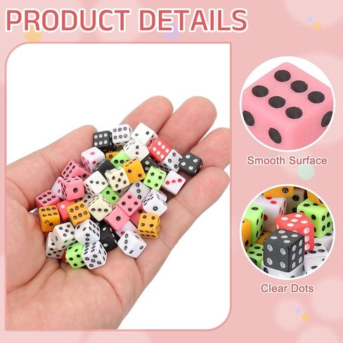 uxcell 90Pcs Mini Dice, 8mm/0.31" Acrylic Tiny Six Side Game Dot Square Dice Bulk for Table Board Game Party Activities, 9 Colors in Saudi Arabia