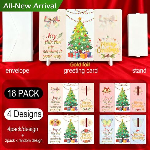 Funny Christmas cards with envelopes,18 PACK Gold Foil pop-up Christmas money holders for cash gift envelopes, 4 assorted design,box of money cards for cash gift holiday,bulk blank xmas card in Saudi Arabia