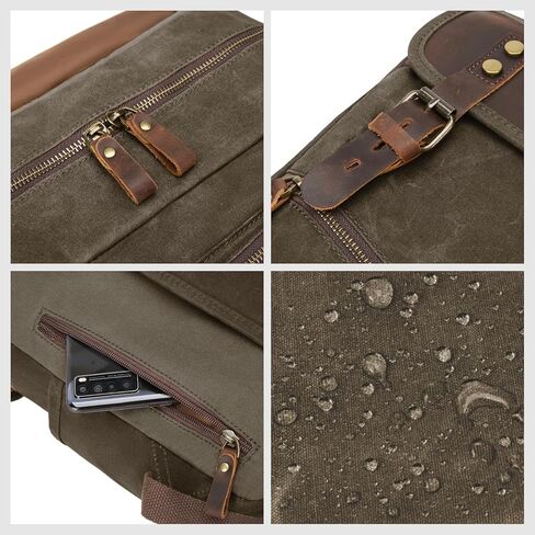 Waxed Canvas Vintage Backpack Casual Genuine Leather Laptop Travel Rucksack for Men Women in Kuwait