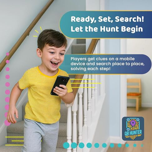 QR هنتر | حزمة ملصقات بلاط رمز الاستجابة السريعة | تتضمن 5 بلاطات للعبة البحث عن الكنز لجميع الأعمار | عمليات البحث عن الزبال المخصصة ومغامرة رمز الاستجابة السريعة | يتضمن تطبيق مجاني متوافق مع iOS وAndroid | صنع في الولايات المتحدة الأمريكية in Kuwait