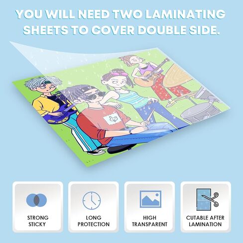 HTVRONT Self-Adhesive Laminating Sheets - 20 Clear Sheets, 9 x 12 Inches, No Machine Needed & 57 Pack Permanent Vinyl in Saudi Arabia