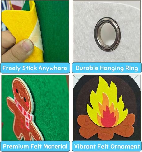 شجرة عيد الميلاد اللباد ومدفأة عيد الميلاد DIY، رف حرفية من اللباد مونتيسوري مع زخارف تخزين عيد الميلاد قابلة للفصل، لعبة لباد جدارية للأنشطة المدرسية لديكور حفلات عيد الميلاد الصغير in Kuwait