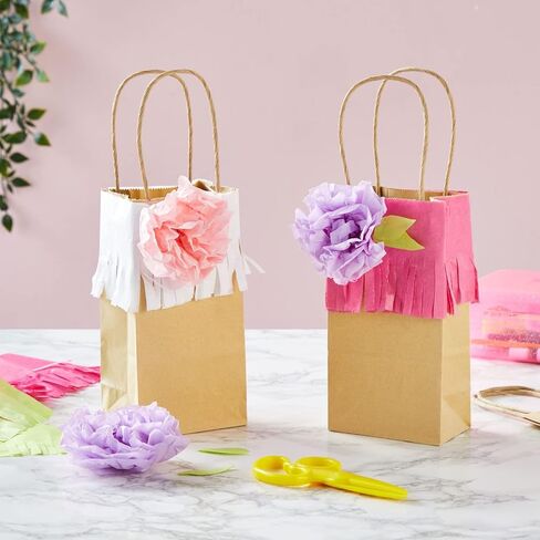 Juvale Brown Gift Bags with Handles - 100-Pack Small (3.5 x 2.4 x 7 in) - Durable 120 GSM Paper Construction - Bulk Party Favor Bags - Plain Design for DIY Decorating & Branding in Saudi Arabia