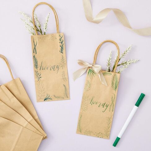 Juvale Brown Gift Bags with Handles - 100-Pack Small (3.5 x 2.4 x 7 in) - Durable 120 GSM Paper Construction - Bulk Party Favor Bags - Plain Design for DIY Decorating & Branding in Saudi Arabia