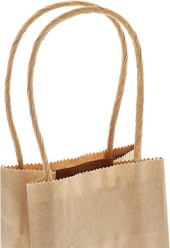 Juvale Brown Gift Bags with Handles - 100-Pack Small (3.5 x 2.4 x 7 in) - Durable 120 GSM Paper Construction - Bulk Party Favor Bags - Plain Design for DIY Decorating & Branding in Saudi Arabia