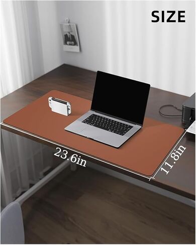 Non-Slip Leather Desk Mat, 23.6" x 11.8" Waterproof Laptop Computer Desk Keyboard Pad, Large Mouse Pad for Office,Work, Home, Decor-Black in Saudi Arabia