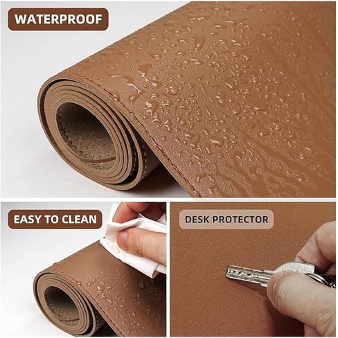 Non-Slip Leather Desk Mat, 23.6" x 11.8" Waterproof Laptop Computer Desk Keyboard Pad, Large Mouse Pad for Office,Work, Home, Decor-Black in Saudi Arabia